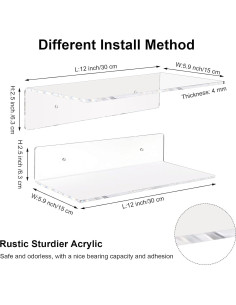 Paquete de 12 estantes flotantes Vinsot de acrílico 30x15 cm 2