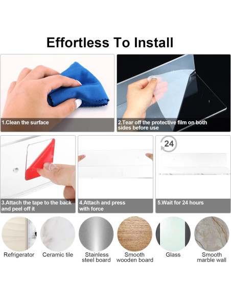 Paquete de 12 estantes flotantes Vinsot de acrílico 30x15 cm