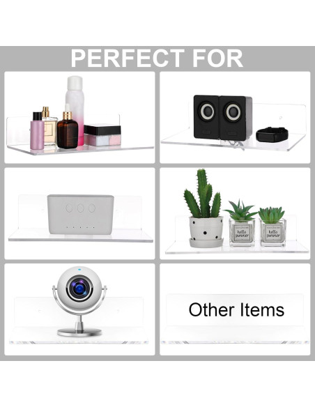 Paquete de 12 estantes flotantes Vinsot de acrílico 30x15 cm