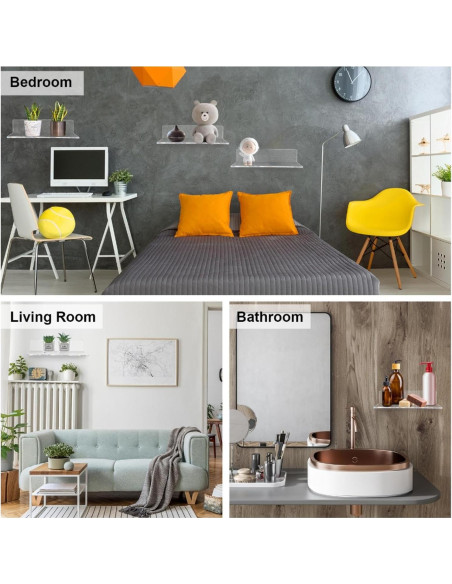 Paquete de 12 estantes flotantes Vinsot de acrílico 30x15 cm