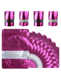 Bolsas Mylar 200 Pcs GcFoir 10x15 cm con Ventana Morado