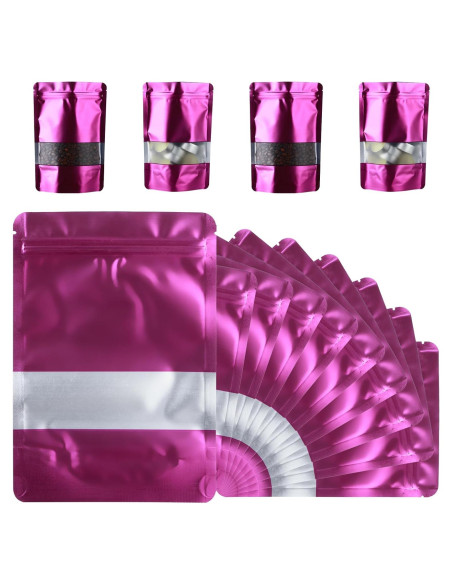 Bolsas Mylar 200 Pcs GcFoir 10x15 cm con Ventana Morado