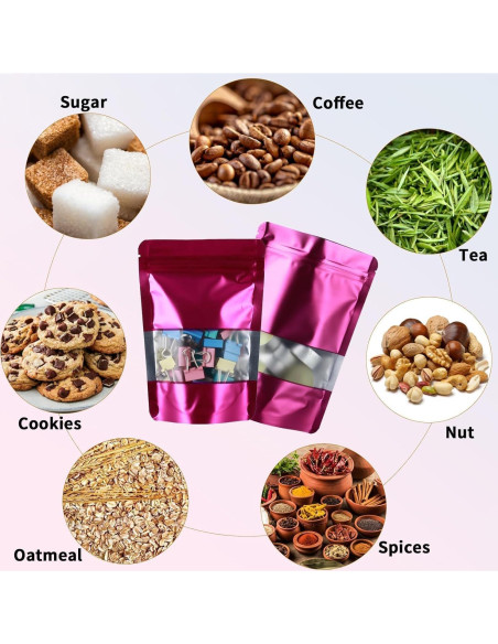 Bolsas Mylar 200 Pcs GcFoir 10x15 cm con Ventana Morado