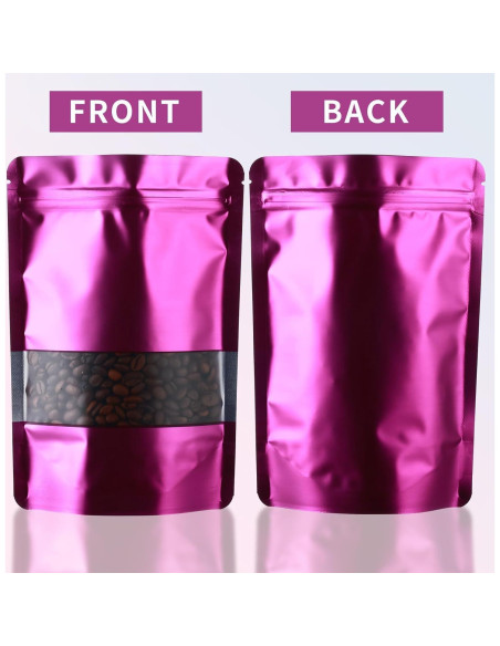 Bolsas Mylar 200 Pcs GcFoir 10x15 cm con Ventana Morado