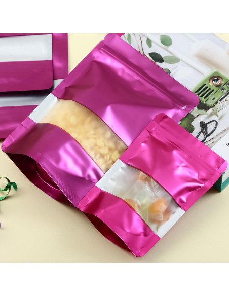 Bolsas Mylar 200 Pcs GcFoir 10x15 cm con Ventana Morado