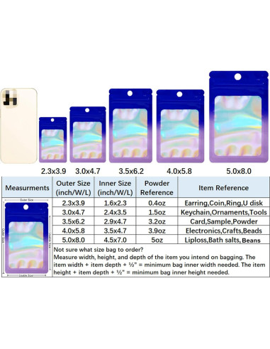 Paquete de 100 Bolsas Mylar Resealable 4x14.7 cm Loveaiai