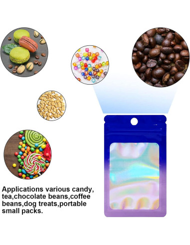 Paquete de 100 Bolsas Mylar Resealable 4x14.7 cm Loveaiai