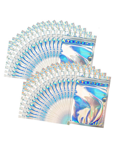 100 Bolsas Mylar Reutilizables SPACE SEAL Holográfico 7.62x10.16 cm