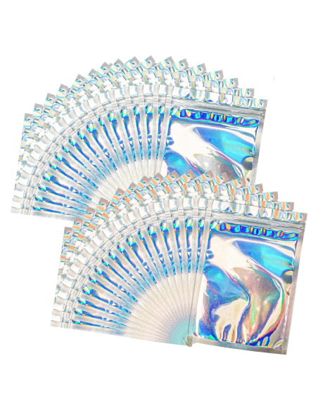 100 Bolsas Mylar Reutilizables SPACE SEAL Holográfico 7.62x10.16 cm
