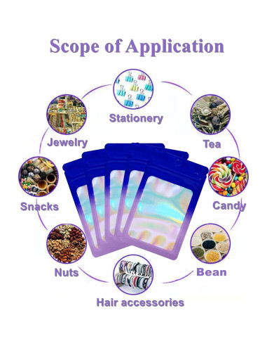 Paquete de 100 Bolsas Mylar Resealable 4x14.7 cm Loveaiai