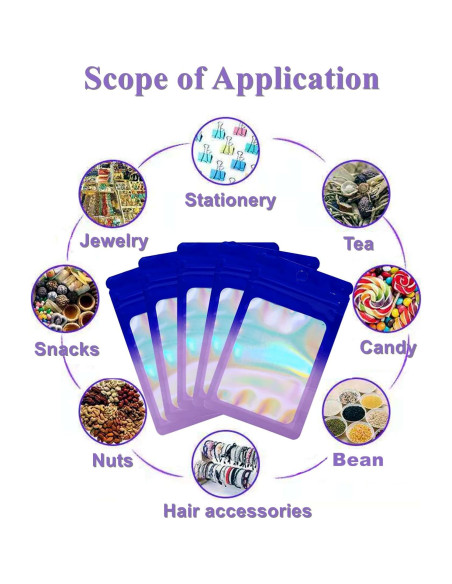 Paquete de 100 Bolsas Mylar Resealable 4x14.7 cm Loveaiai