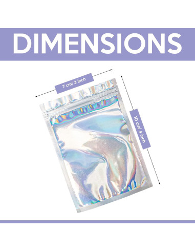 100 Bolsas Mylar Reutilizables SPACE SEAL Holográfico 7.62x10.16 cm