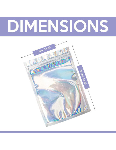 100 Bolsas Mylar Reutilizables SPACE SEAL Holográfico 7.62x10.16 cm