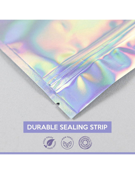 100 Bolsas Mylar Reutilizables SPACE SEAL Holográfico 7.62x10.16 cm