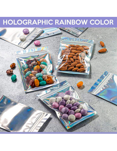 100 Bolsas Mylar Reutilizables SPACE SEAL Holográfico 7.62x10.16 cm