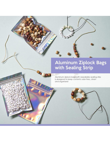 100 Bolsas Mylar Reutilizables SPACE SEAL Holográfico 7.62x10.16 cm