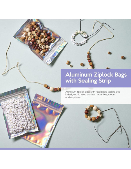 100 Bolsas Mylar Reutilizables SPACE SEAL Holográfico 7.62x10.16 cm