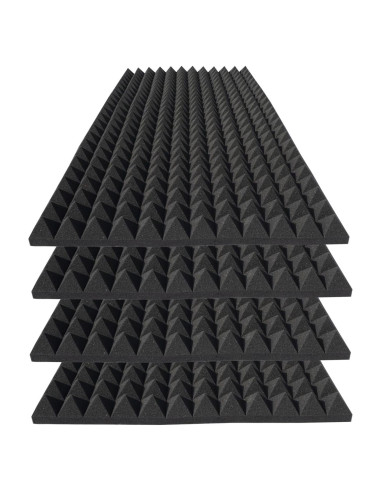 Paquete de 4 Paneles Acústicos Piramidales 121.9x61x5.1 cm Negro