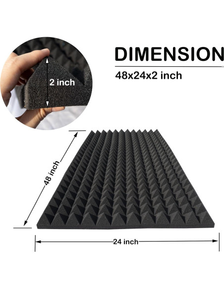 Paquete de 4 Paneles Acústicos Piramidales 121.9x61x5.1 cm Negro