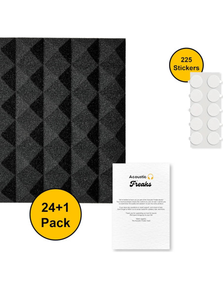 Paquete de 25 Paneles Acústicos Piramidales Acoustic Freaks 30.48x30.48cm