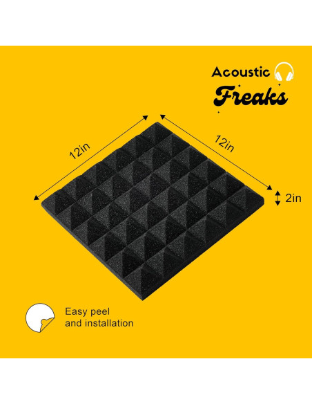 Paquete de 25 Paneles Acústicos Piramidales Acoustic Freaks 30.48x30.48cm