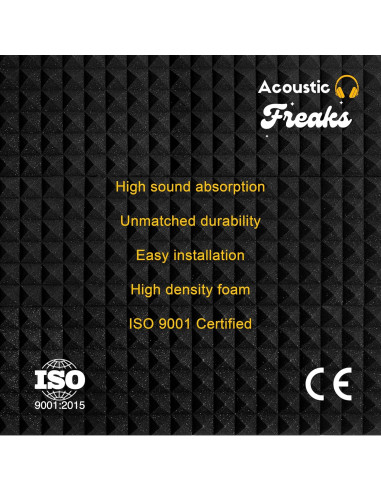 Paquete de 25 Paneles Acústicos Piramidales Acoustic Freaks 30.48x30.48cm