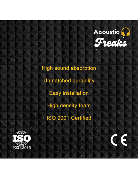 Paquete de 25 Paneles Acústicos Piramidales Acoustic Freaks 30.48x30.48cm