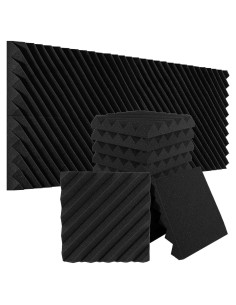 Paquete de 12 Paneles Acústicos de Espuma 30.48x30.48 cm Negro