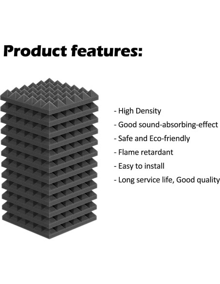 Paquete de 12 Paneles Acústicos Pirámide 30.48x30.48 cm
