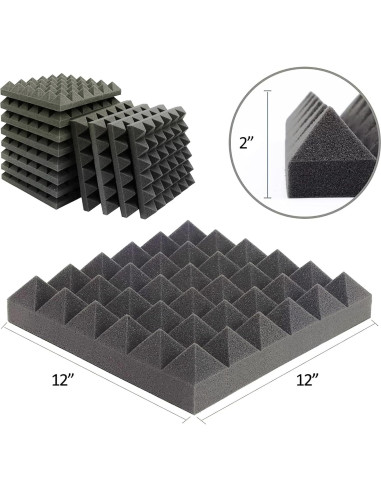 Paquete de 12 Paneles Acústicos Pirámide 30.48x30.48 cm