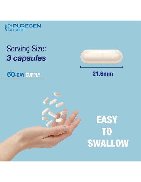 Taurato de Magnesio Puregen Labs 1500mg 180 Cápsulas Vegetales