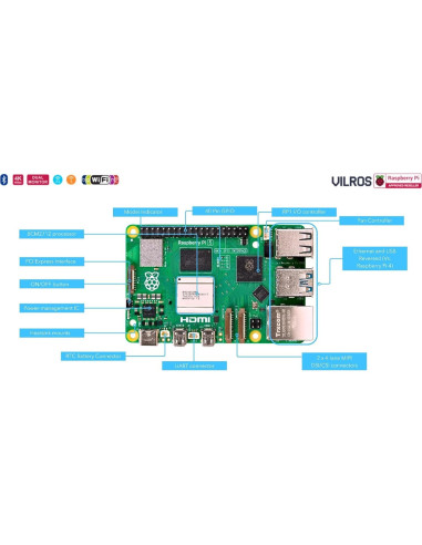 Kit Barebone Vilros Raspberry Pi 5 - 2GB, HDMI, Disipadores