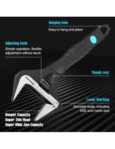 Llave Ajustable DURATECH 10" Acero CR-V Antideslizante