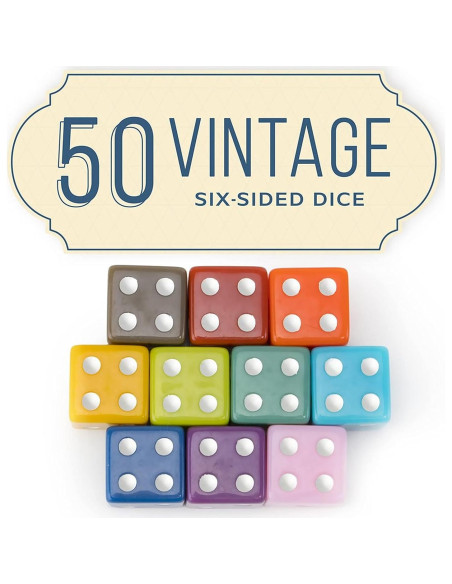 Paquete de 50 Dados Vintage de 16mm Brybelly para Juegos