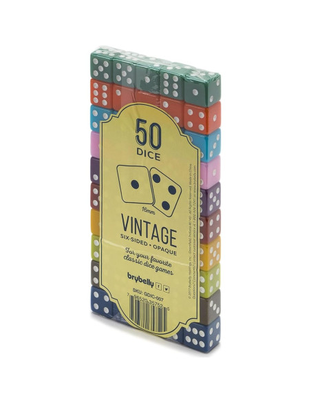 Paquete de 50 Dados Vintage de 16mm Brybelly para Juegos