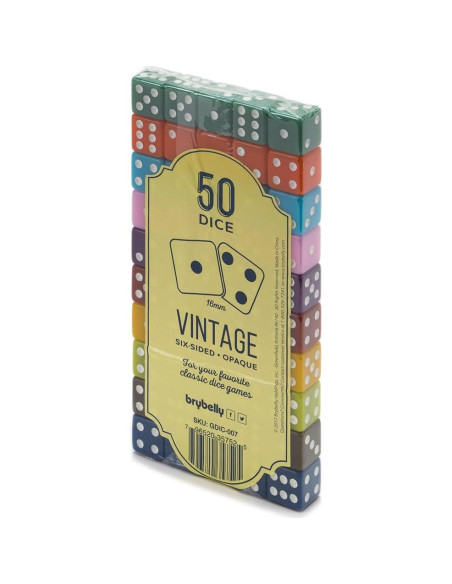 Paquete de 50 Dados Vintage de 16mm Brybelly para Juegos
