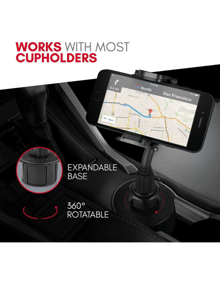 Soporte para Teléfono en Portavasos Macally MCUPXL - Ajustable 10.4 cm