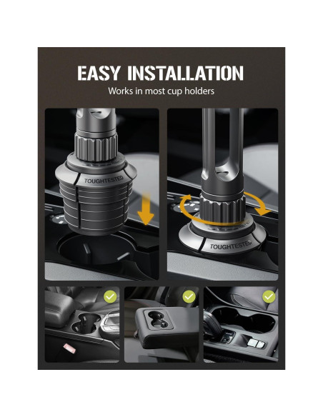 Soporte para teléfono móvil ToughTested Boom con portavasos