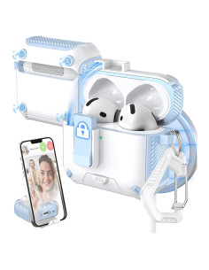 Funda para AirPods 4ta Generación MHYALUDO Azul/Blanco con MagSafe