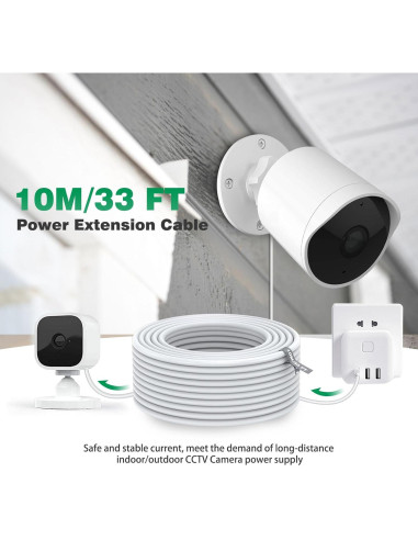 Cable de Extensión Micro USB 10m ASKUBSKU para Cámaras de Seguridad