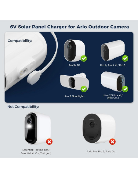 Cargador Solar Xwartre 6V para Cámaras Arlo Pro 5s/4/3