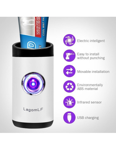 Dispensador Automático de Pasta de Dientes SecWiss TG-03 Blanco