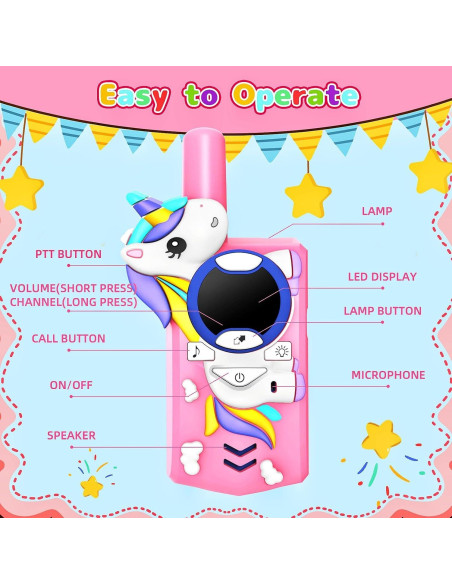 Walkie Talkies para Niños Cozfemini Rosa 2 Canales 3.22 km
