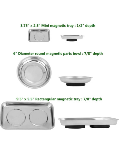 Juego de Bandejas Magnéticas 3pc BYHH - Acero Inoxidable