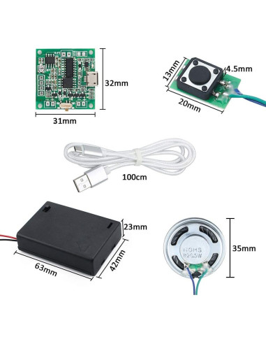 Módulo de Sonido Programable WayinTop 8MB con Botón y USB