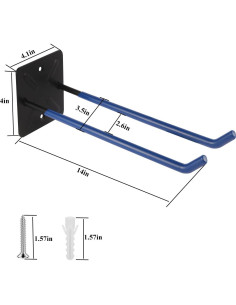 Ganchos de Almacenamiento ZexHok 35.56 cm Acero Azul Juego de 4 2