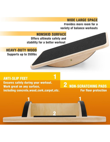 Tabla de Equilibrio Profesional Yes4All de Madera 44.5cm