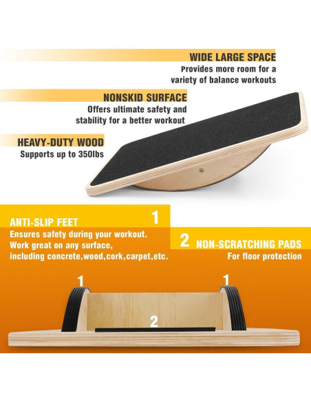 Tabla de Equilibrio Profesional Yes4All de Madera 44.5cm