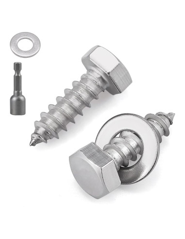 20 Tornillos Hexagonales Acero Inoxidable 304 1/4 x 25mm con Arandelas