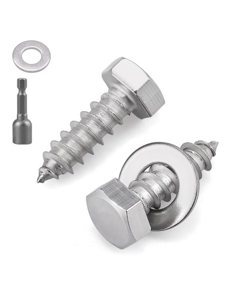 20 Tornillos Hexagonales Acero Inoxidable 304 1/4 x 25mm con Arandelas